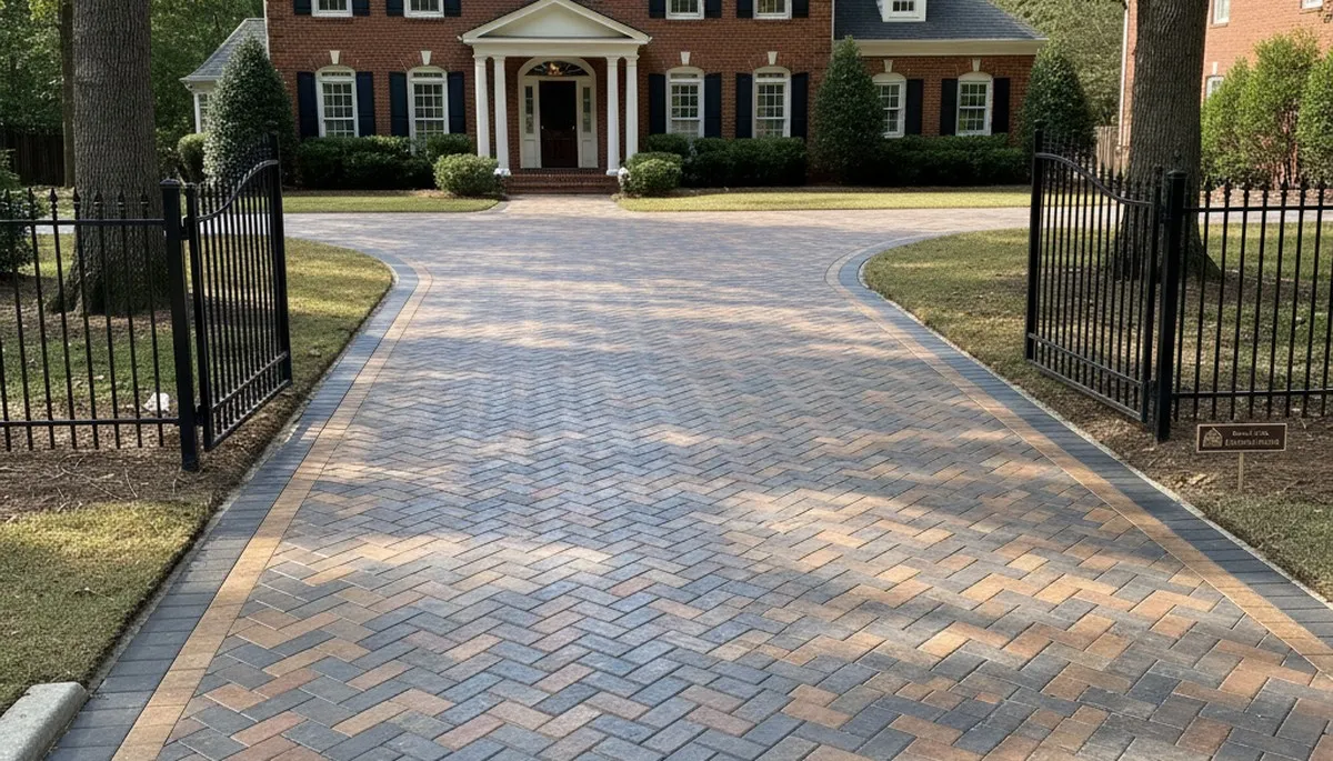 Interlocking paver driveway installation with clean lines by Chop Chop Landscaping in Atlanta, GA