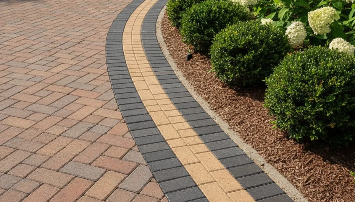 Decorative soldier course paver border and edging by Chop Chop Landscaping in Atlanta, GA