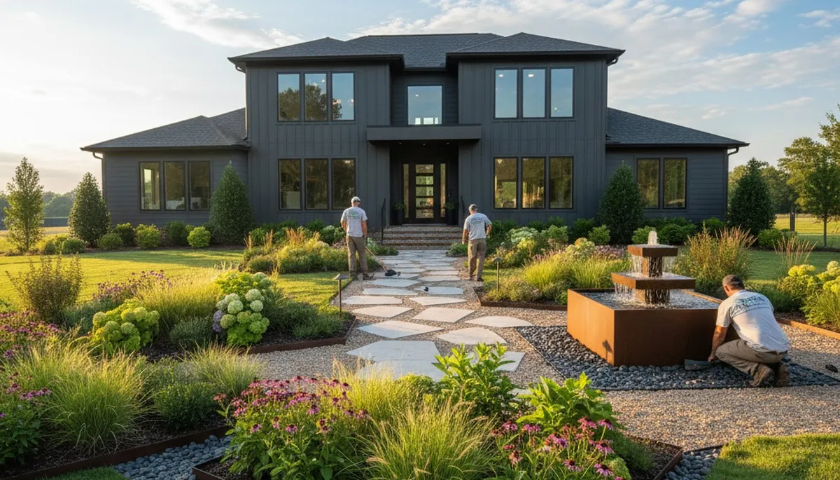 Landscaping team providing lawn care services in Atlanta, GA