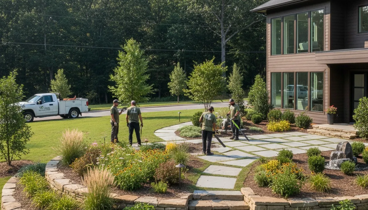 Landscaping team providing lawn care service in Atlanta, GA