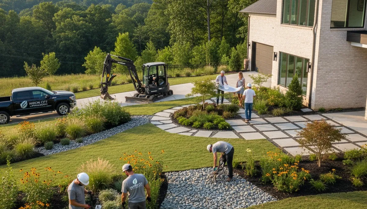 Landscaping team providing lawn care services in Atlanta, GA