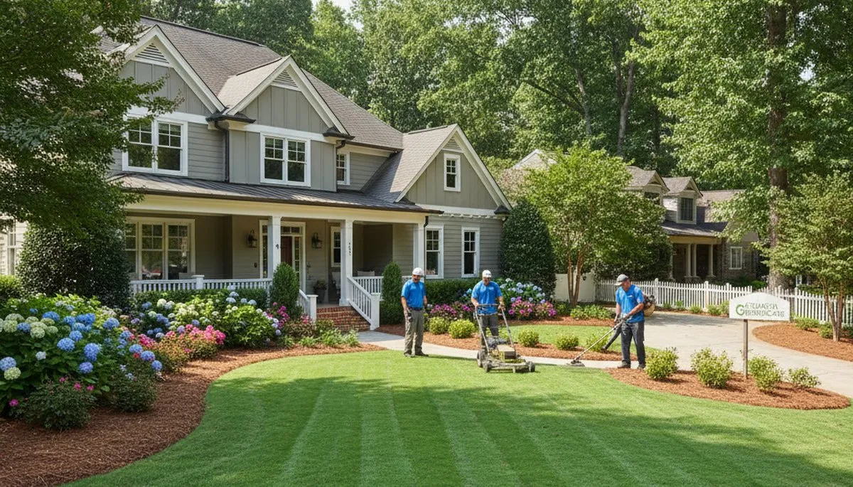 Pristine residential lawn with lush green turf and expert landscaping maintenance in Atlanta, GA